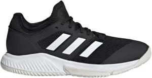 adidas Women's Court Team Bounce Volleyball Shoe, Black/White/Silver Metallic, 5