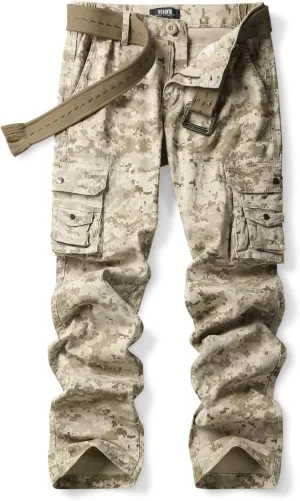 Aeslech Women's Cotton Stretch Casual Cargo Pants Como Combat Straight Leg with Multi Pockets