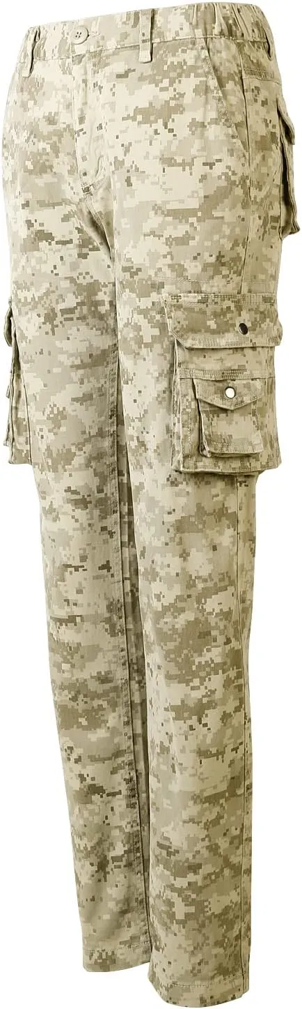 Aeslech Women's Cotton Stretch Casual Cargo Pants Como Combat Straight Leg with Multi Pockets