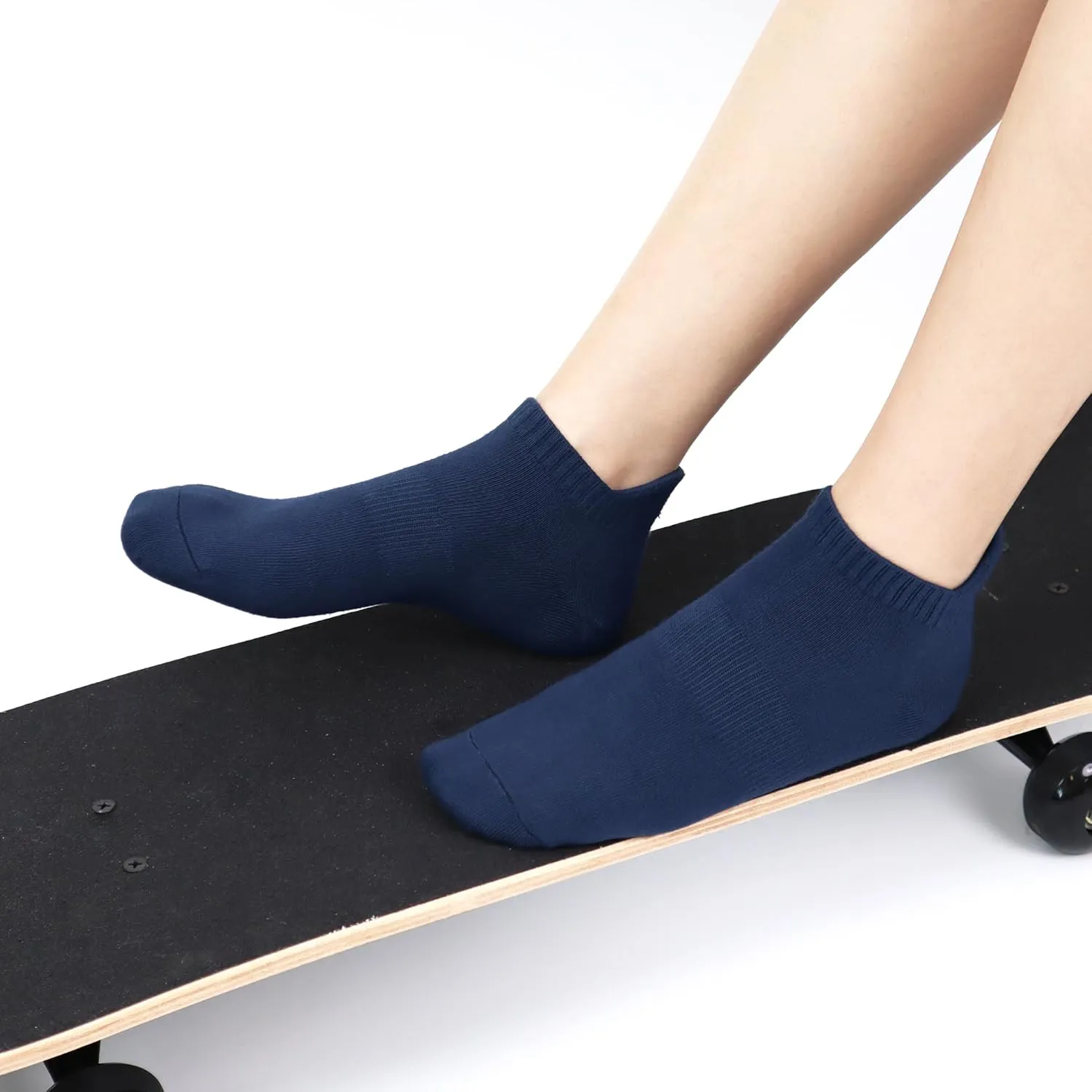 Ankle Thin Socks Womens Combed Cotton Low Cut Athletic No Show Running Socks With Heel Tab 6 Pairs