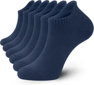 Ankle Thin Socks Womens Combed Cotton Low Cut Athletic No Show Running Socks With Heel Tab 6 Pairs