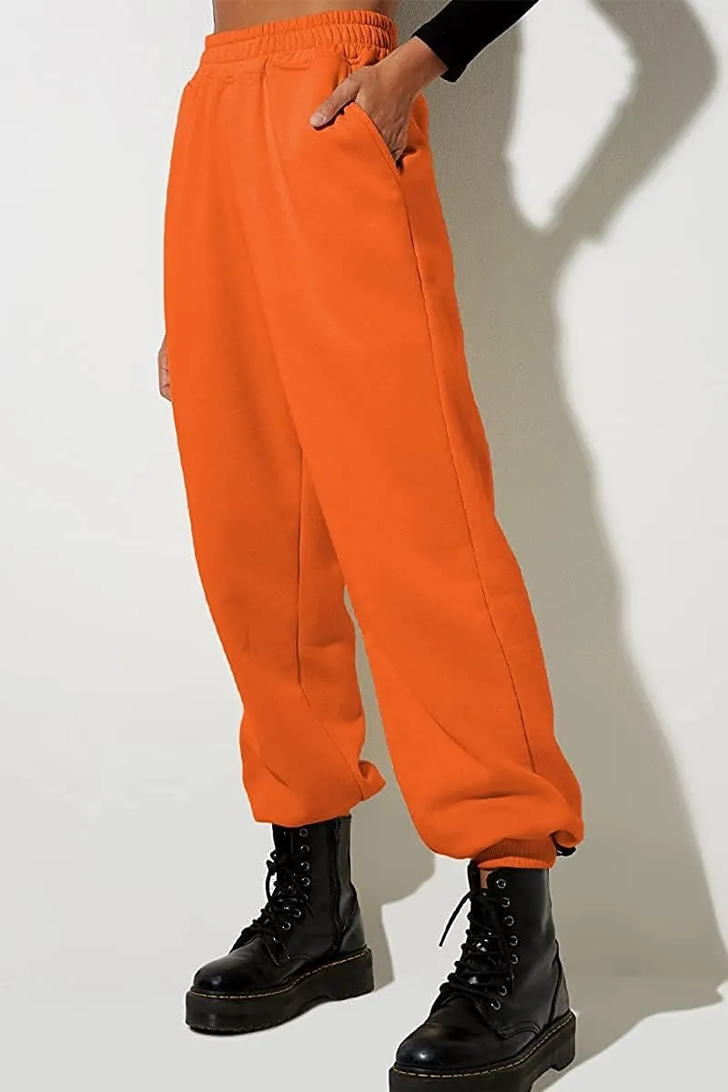 Autumn Active Athletic Sweatpants for Women Fleece Lined High Waisted Joggers Pant with Pockets