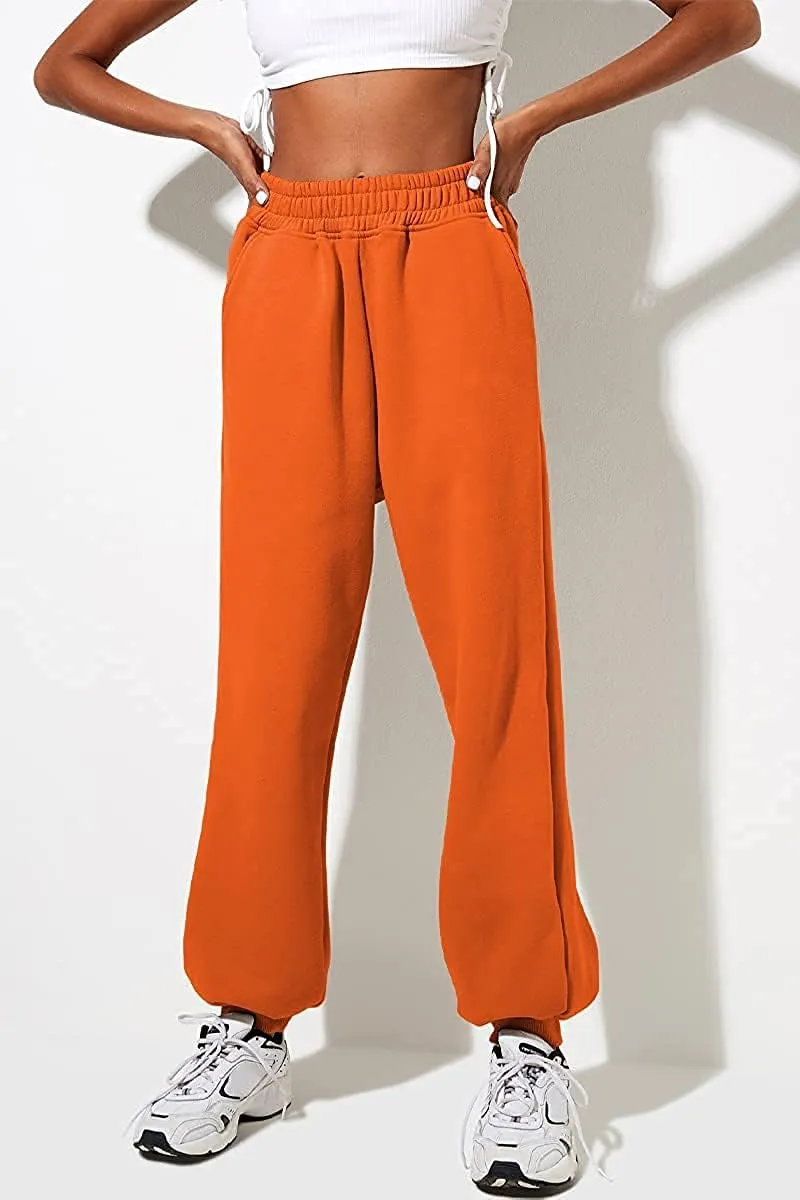 Autumn Active Athletic Sweatpants for Women Fleece Lined High Waisted Joggers Pant with Pockets