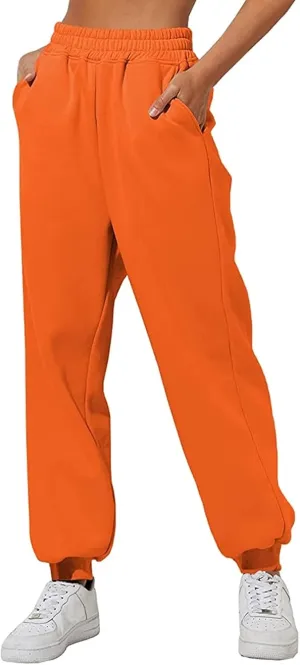 Autumn Active Athletic Sweatpants for Women Fleece Lined High Waisted Joggers Pant with Pockets