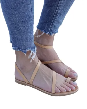 Beige Greek Leather Sandals, Natural Beige Leather Sandals, Handmade Slip on Sandals, Summer Flats, Women shoes, Roman Sandals, Strappy Sandals, Beach Wedding Sandals