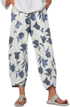 Bengbobar Linen Pants Women Wide Leg Sweatpants Casual Capri Pants Baggy Trousers Palazzo Pants Cropped Summer Trousers