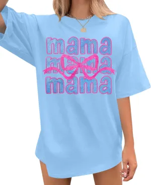 Boy Mom Oversized Tshirt Woman Sequin Graphic Tee Trendy Mama Shirt Mother Gifts Top Casual Short Sleeve Tops