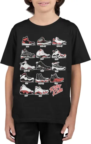 Boys T Shirt (Youth) Kids Retro Kicks Jordan Through The Years Tee, Big Boys Graphic Tees