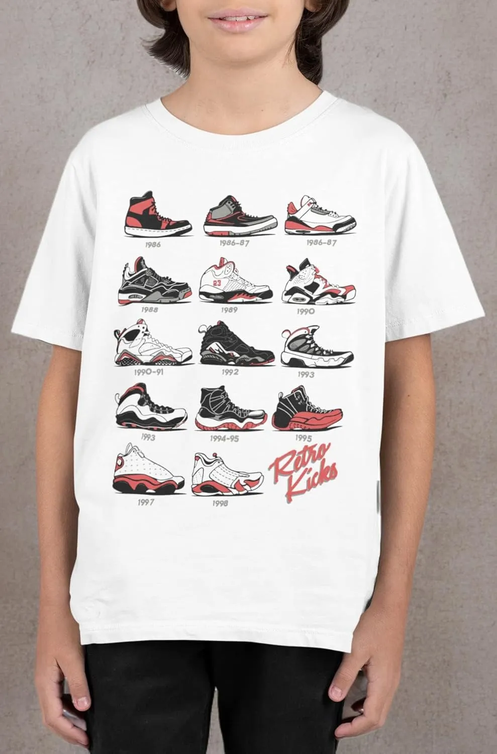 Boys T Shirt (Youth) Kids Retro Kicks Jordan Through The Years Tee, Big Boys Graphic Tees