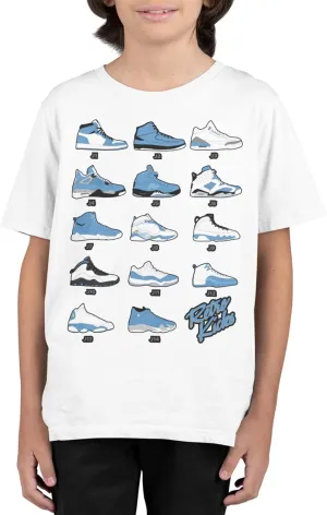 Boys T Shirt (Youth) Kids Retro Kicks University Blue Graphic Tee, Big Kids Retro Jordan Images Graphic Tees