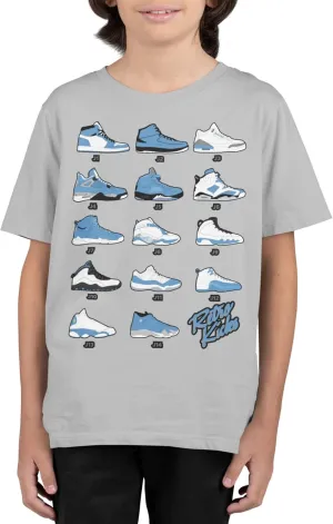 Boys T Shirt (Youth) Kids Retro Kicks University Blue Graphic Tee, Big Kids Retro Jordan Images Graphic Tees