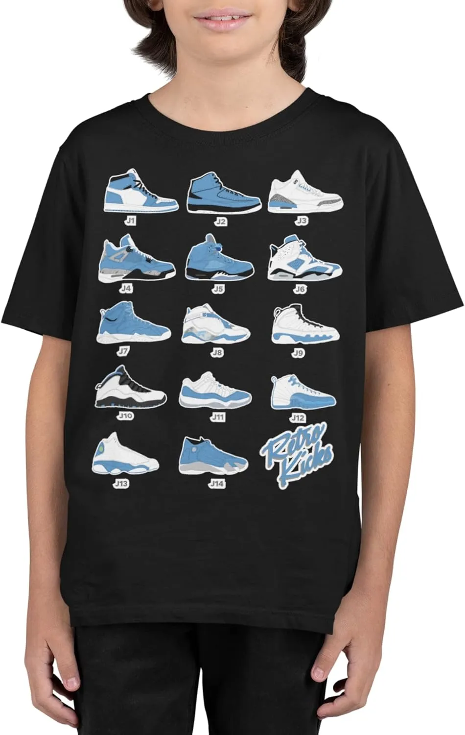 Boys T Shirt (Youth) Kids Retro Kicks University Blue Graphic Tee, Big Kids Retro Jordan Images Graphic Tees