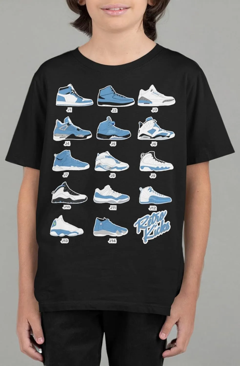 Boys T Shirt (Youth) Kids Retro Kicks University Blue Graphic Tee, Big Kids Retro Jordan Images Graphic Tees