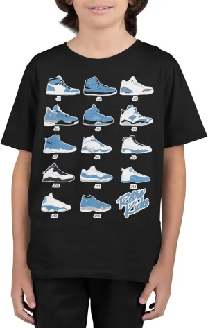Boys T Shirt (Youth) Kids Retro Kicks University Blue Graphic Tee, Big Kids Retro Jordan Images Graphic Tees