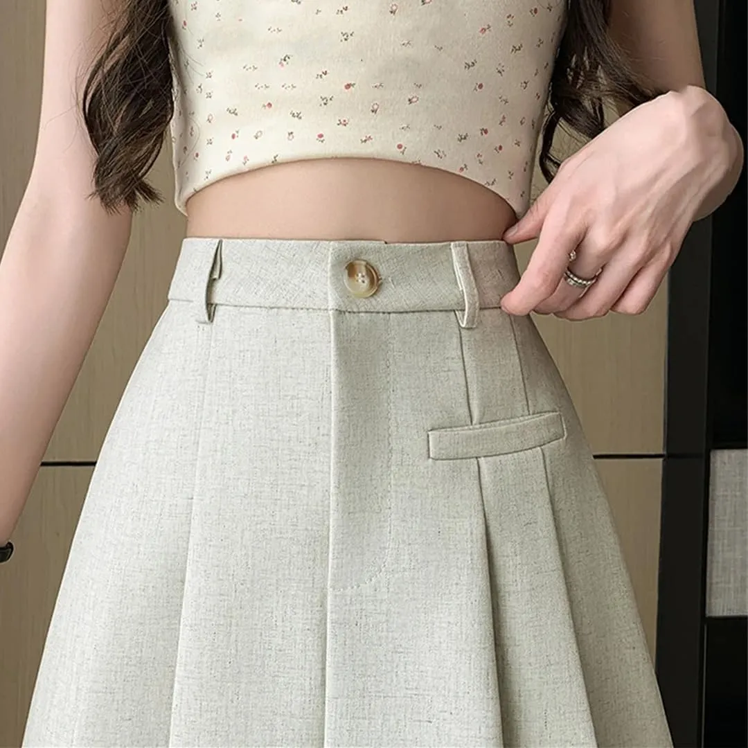 Casual Summer Short Mini Skirt for Women High Waist Stretch High Waist Pencil Suit Pleated Skirt