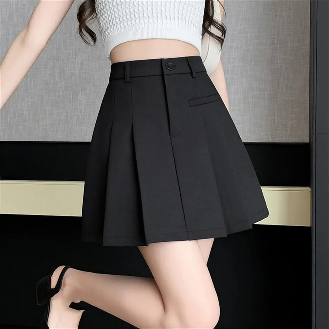 Casual Summer Short Mini Skirt for Women High Waist Stretch High Waist Pencil Suit Pleated Skirt