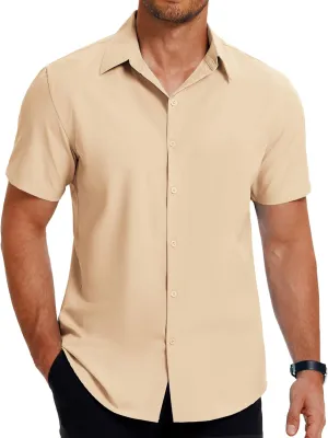 COOFANDY Men's Dress Shirts Short Sleeve Button Down Shirt Business Casual Wrinkle Free Summer Shirts