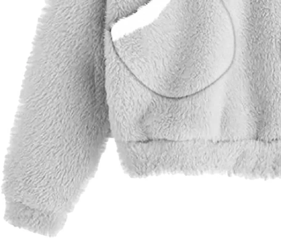 CORIRESHA Women's Cute Teddy Bear Ears Fleece Hoodie Sweatshirt Long Sleeve Warm Plush Pullover Top with Pockets
