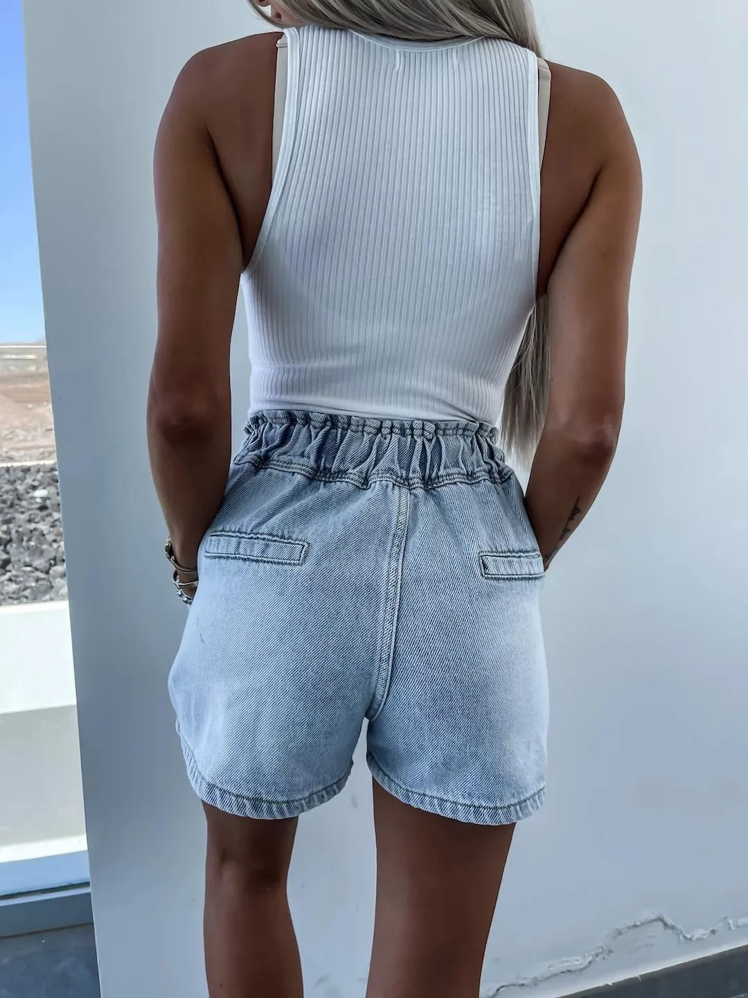 Denim Shorts for Women Stretchy High Waisted Drawstring Jean Shorts Heart Star Decor Y2K Trendy 2025