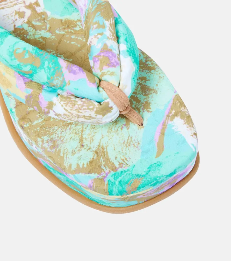Dries Van Noten Floral-printed platform thong sandals
