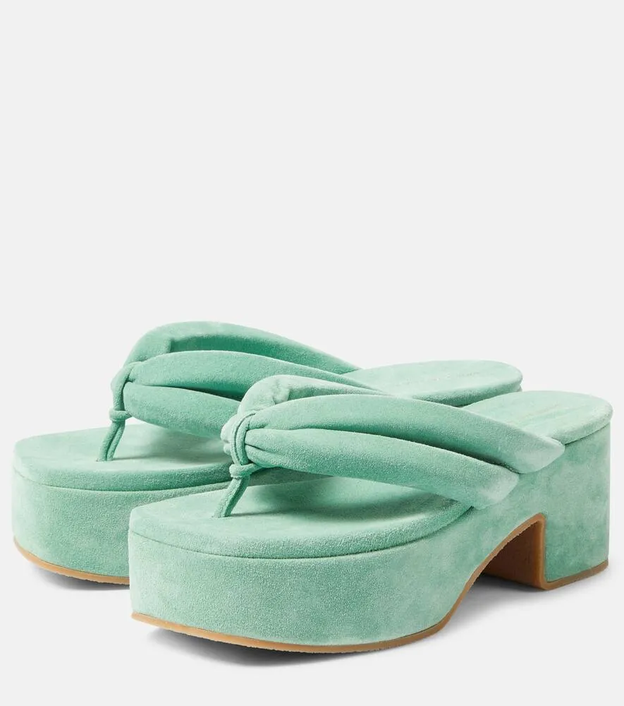 Dries Van Noten Suede platform thong sandals