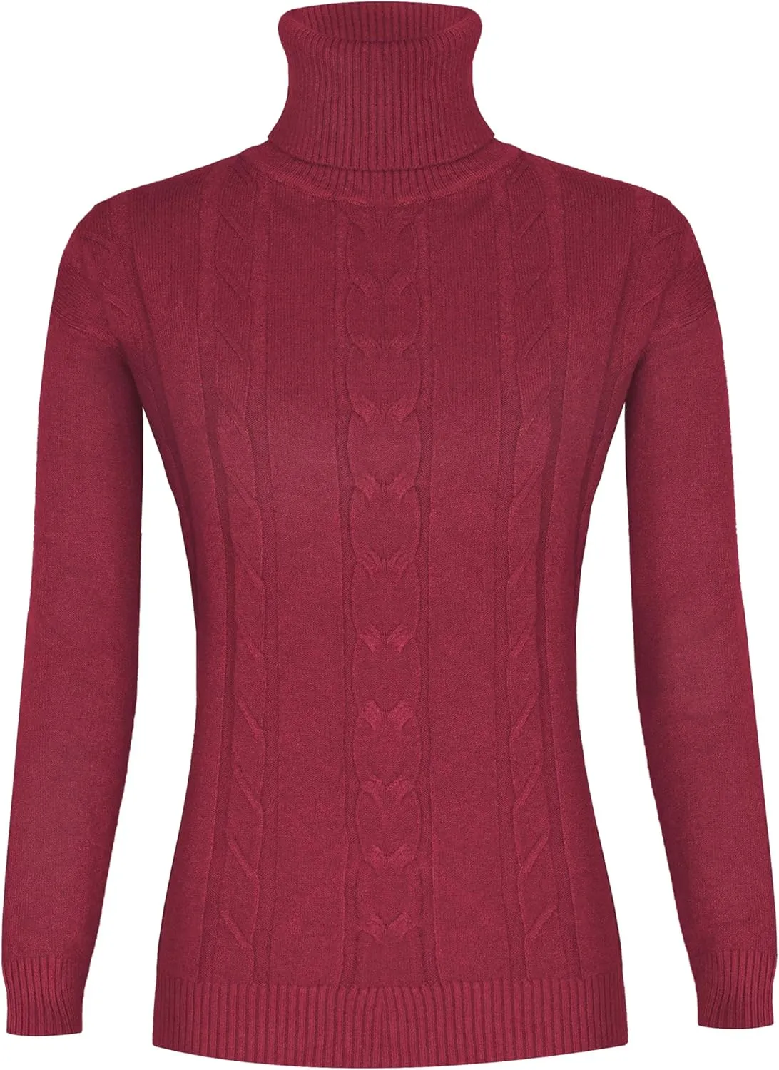 EANUER Women's Long Sleeve Turtleneck Cable Knit Pullover Lightweight Ribbed Sweaters