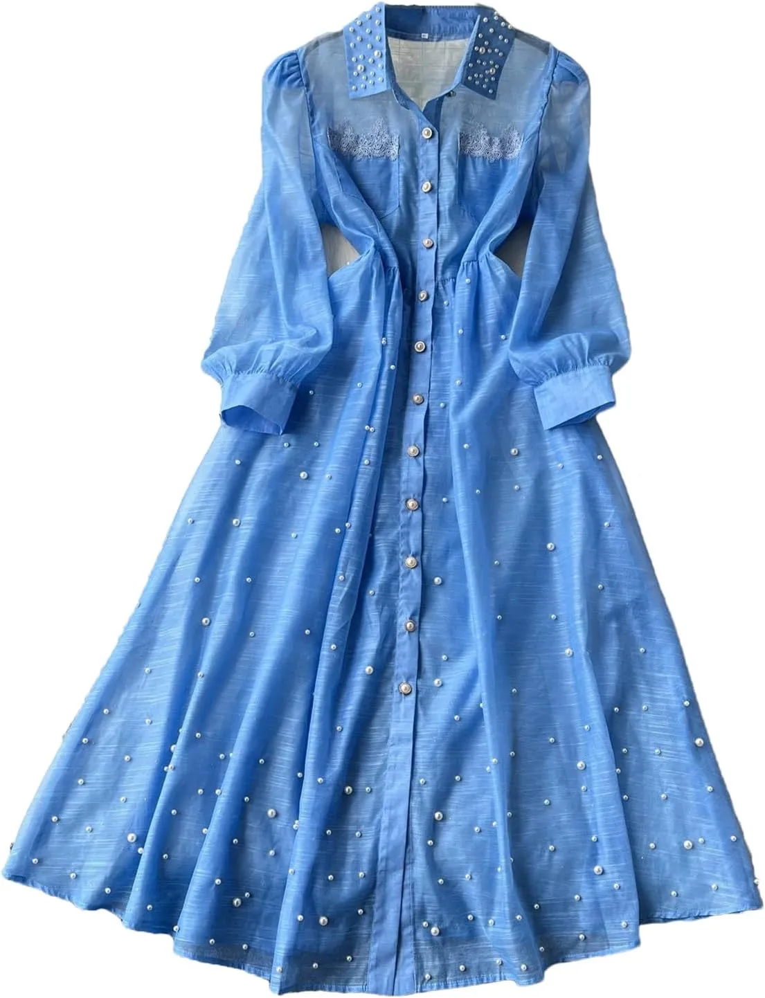 Elegant Embroidered Bead Vintage Single Breasted Lantern Sleeve Bandage Dresses Straps Dress Women