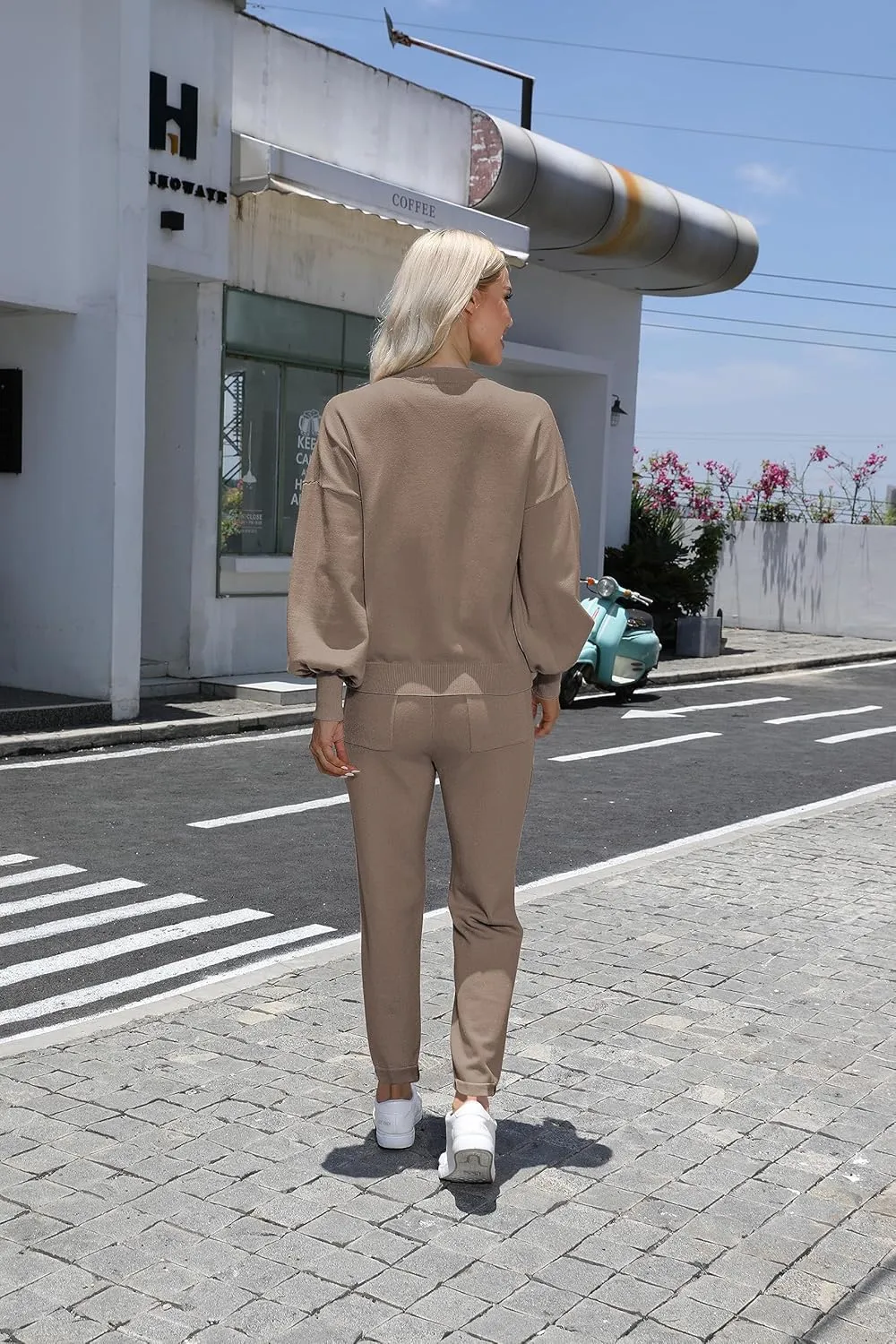 ETCYY NEW Women's Sweater Sets 2 Piece Outfits Lounge Sets with Knit Sweater Tops and Sweatpants