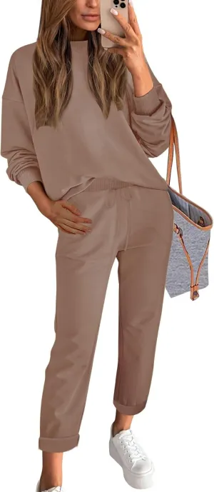 ETCYY NEW Women's Sweater Sets 2 Piece Outfits Lounge Sets with Knit Sweater Tops and Sweatpants