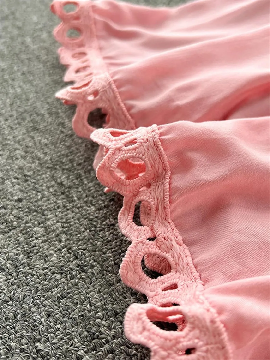 Fashion Lace Ruffles Long Dress for Women Casual Hollow Out Stand Full Sleeve Lace-Up Single Breasted Dresses
