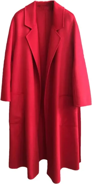 Fjnbbiot Double-Sided Wool Coat Women Long Autumn Winter Coat Elegant Notched Collar Double Breasted Wool Blend Over Coat