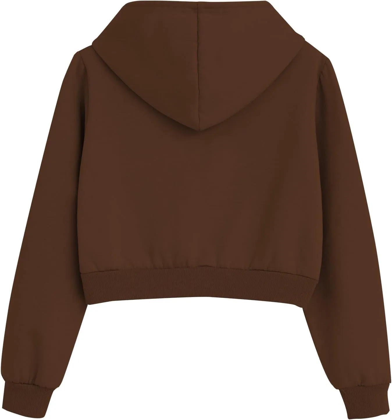 Fleece Cropped Zip Up Hoodie for Women Cute Drawstring Hooded Sweatshirts Casual Solid Crop Jacket Top with Pockets