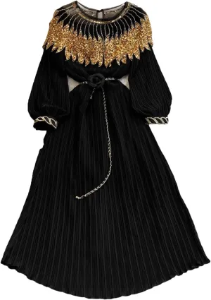 French Lace Up Long Sleeve O Neck Dress Chic Fashion A-Line Women Dress