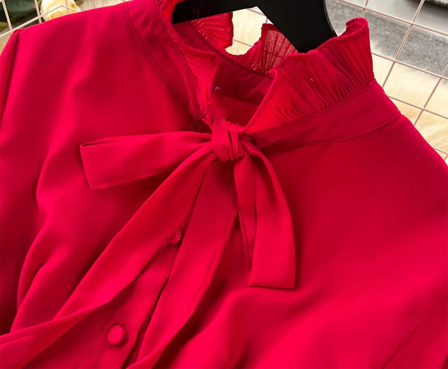 French Vintage Elegant Pleated Bow A-Line Dress Casual Women Fashion Vacation Spring Summer Dresses