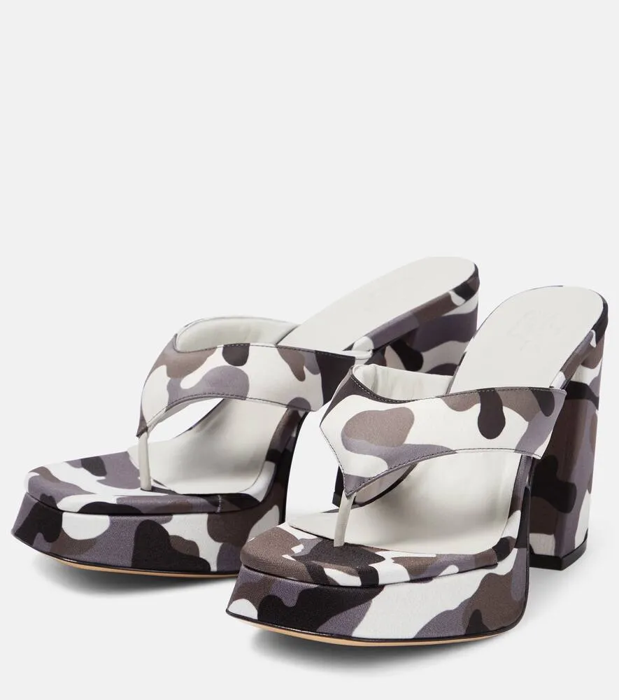 Gia Borghini Gia 17 Uni camouflage platform thong sandals