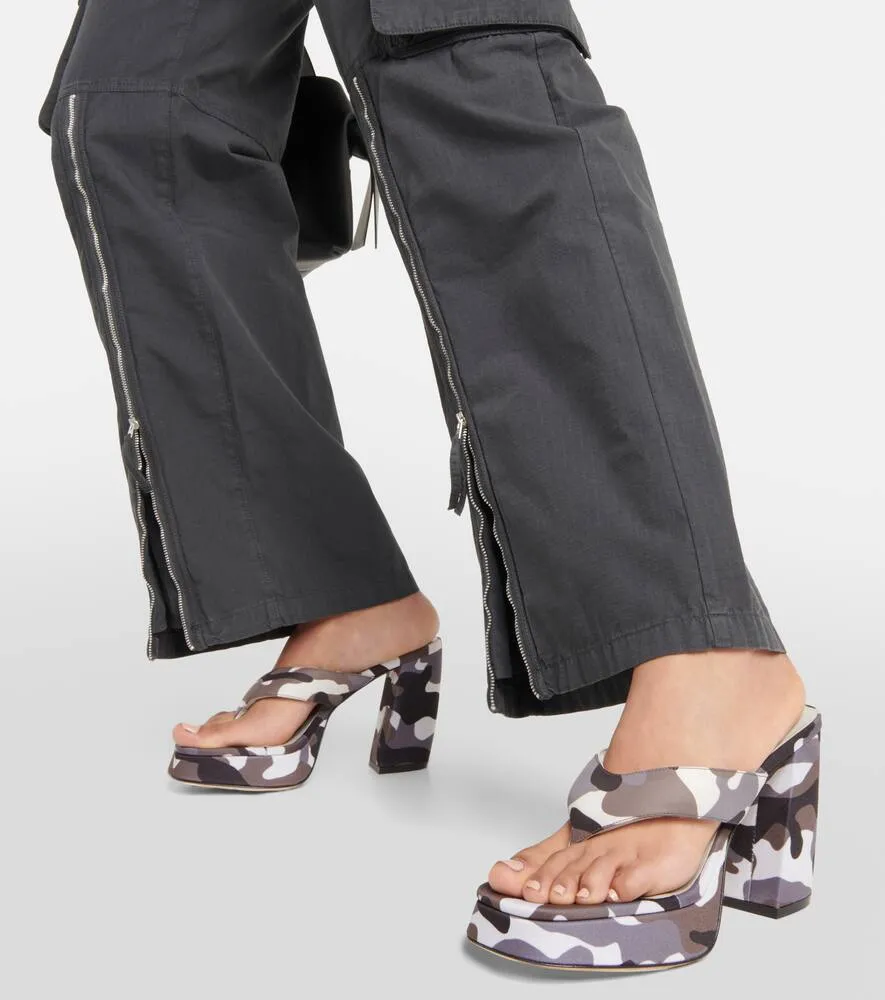 Gia Borghini Gia 17 Uni camouflage platform thong sandals