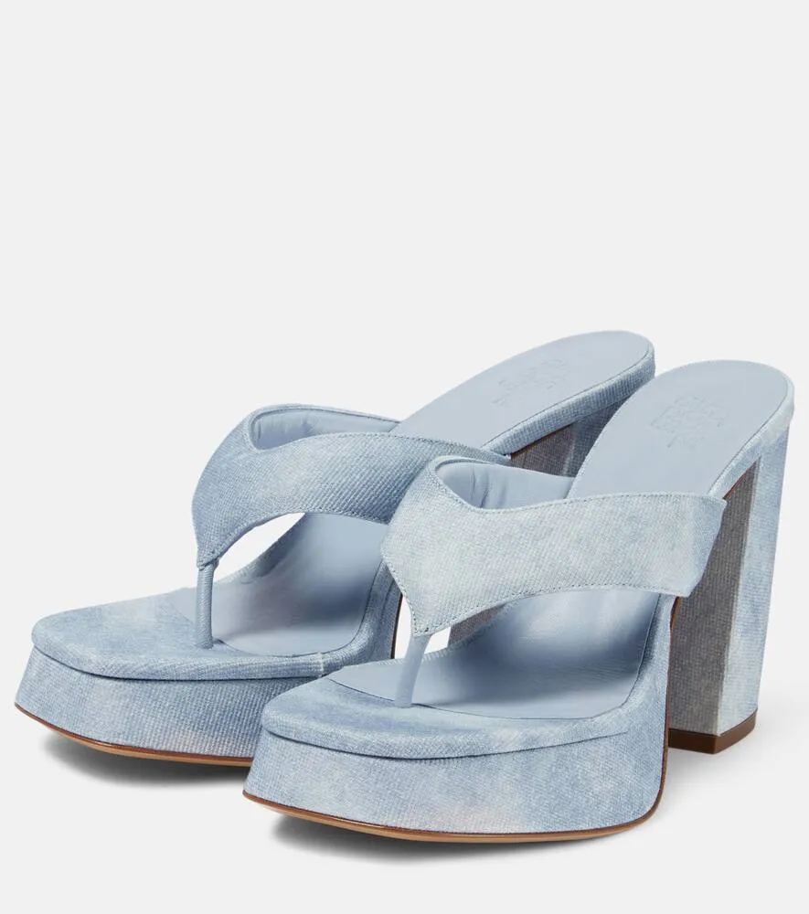 Gia Borghini Gia 17 Uni denim platform thong sandals