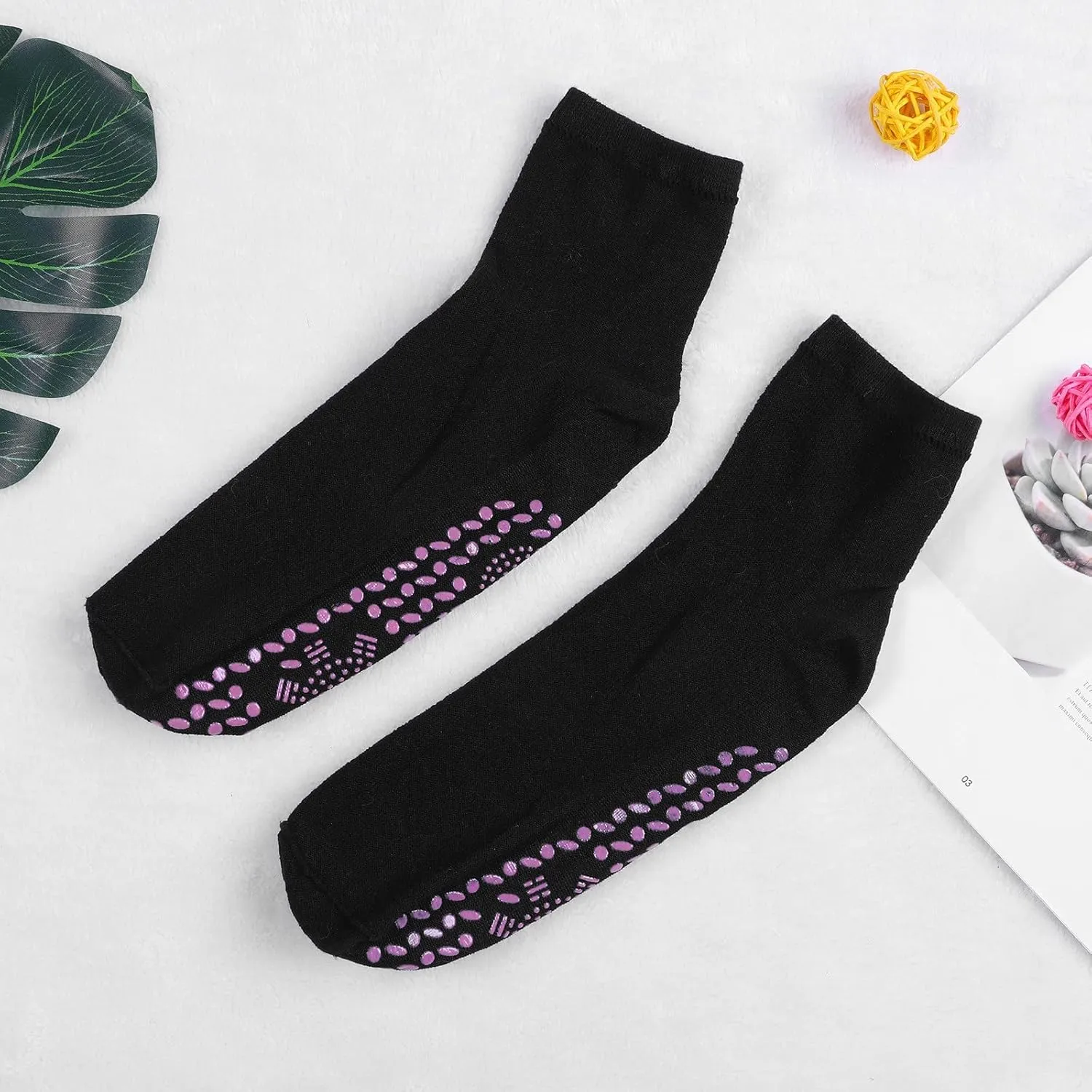 GIERIDUC Cotton Soft Over the Knee High Long Stockings Unisex Tourmaline Socks Warm Socks Heating Self Fishnet Stockings