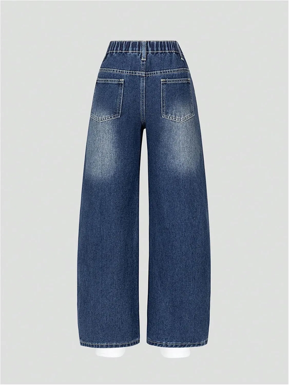 Girl's Y2k Bow Print Baggy Jeans Wide Leg High Waisted Denim Pants
