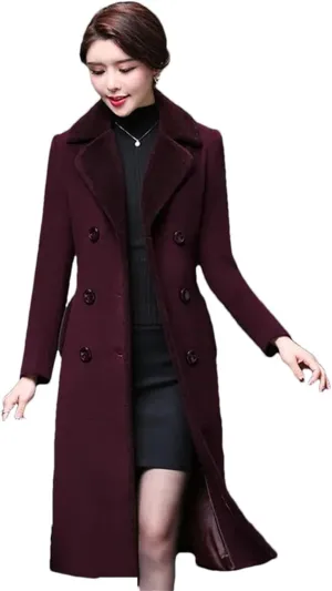 Haitpant Women's Autumn Winter Blend Wool Coat Korean Mother's Woolen Jackets Long Thicken Faux Fur Overcoat