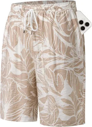 Hardaddy Men's Hawaiian Beach Shorts Lightweight Elastic Waist Lounge Pants for Travel & Sleep