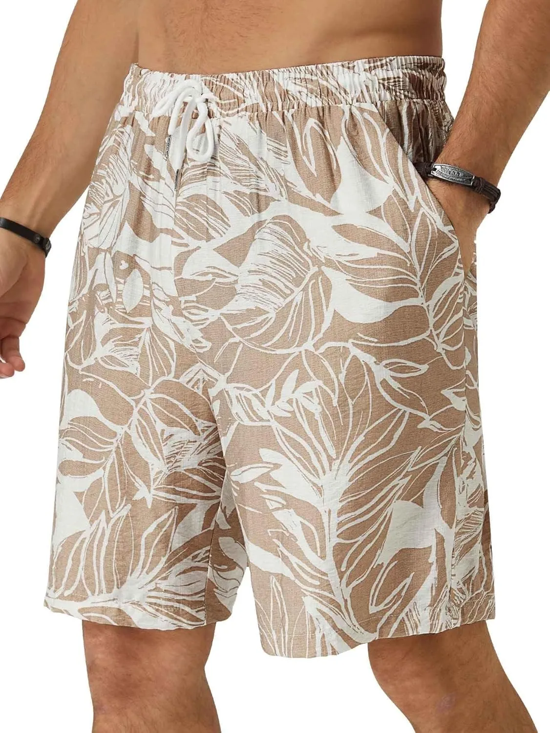 Hardaddy Men's Hawaiian Beach Shorts Lightweight Elastic Waist Lounge Pants for Travel & Sleep
