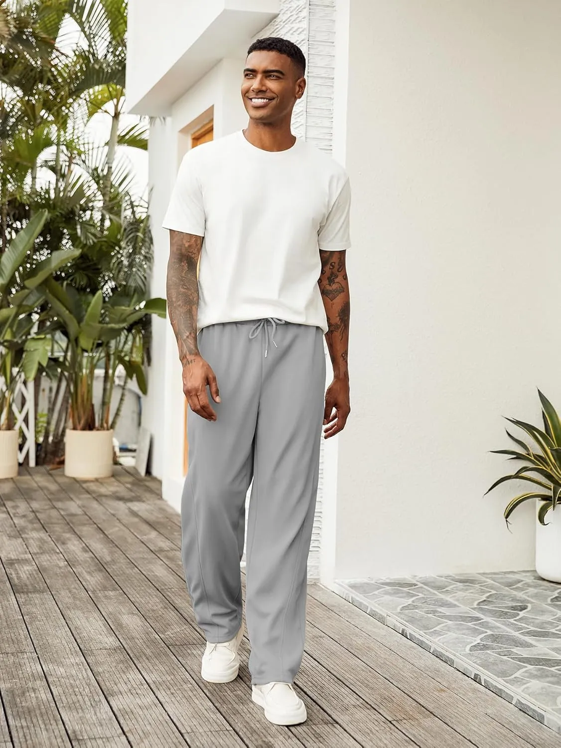 Hardaddy Men's Yoga Sweatpants Athletic Lounge Pants Open Bottom Casual Drawstring Jogger Pants for Men with Pockets