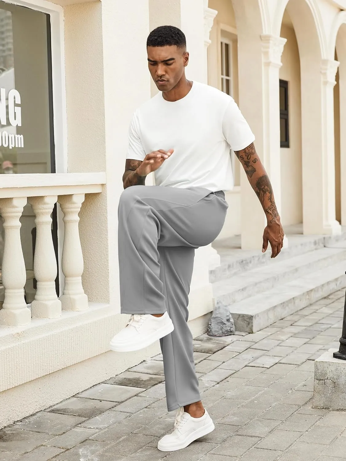 Hardaddy Men's Yoga Sweatpants Athletic Lounge Pants Open Bottom Casual Drawstring Jogger Pants for Men with Pockets