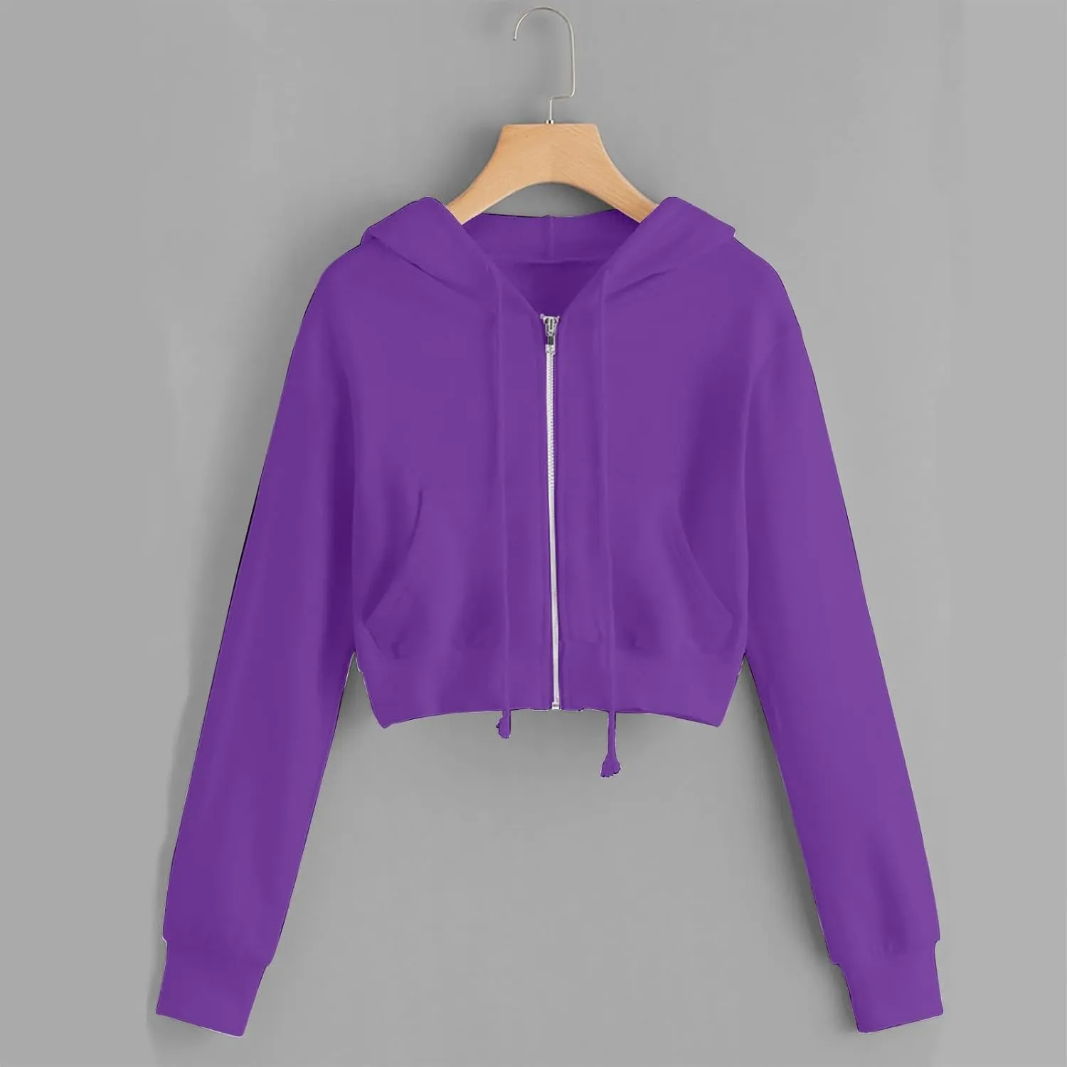Hoodie for Women Zip Up Crop Sweatshirt Casual Long Sleeve Jacket Cute Hoodies Lightweight Sweatshirt with Pockets