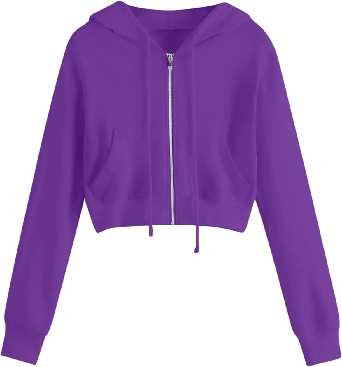 Hoodie for Women Zip Up Crop Sweatshirt Casual Long Sleeve Jacket Cute Hoodies Lightweight Sweatshirt with Pockets