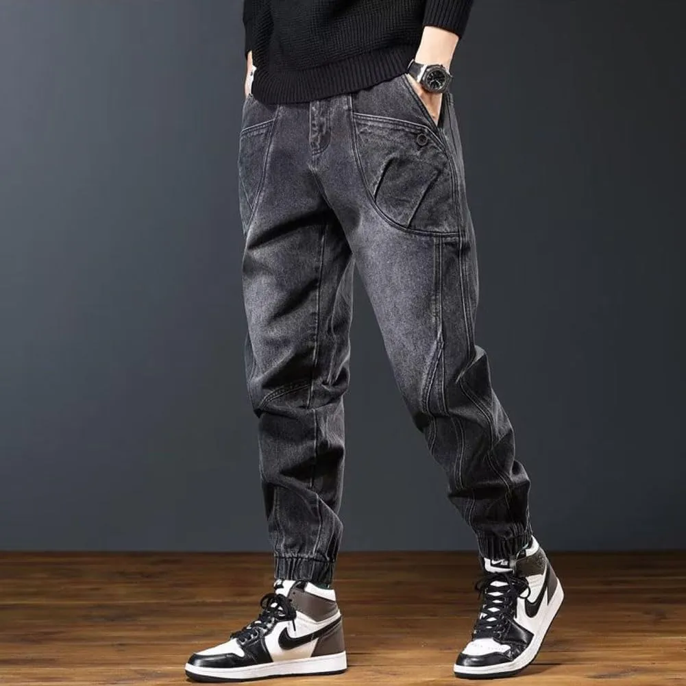 Jeans for Men Relaxed Fit Tapered High Rise Designer Jogger Denim Pants