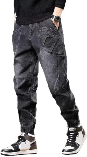 Jeans for Men Relaxed Fit Tapered High Rise Designer Jogger Denim Pants