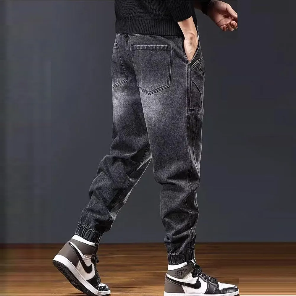 Jeans for Men Relaxed Fit Tapered High Rise Designer Jogger Denim Pants