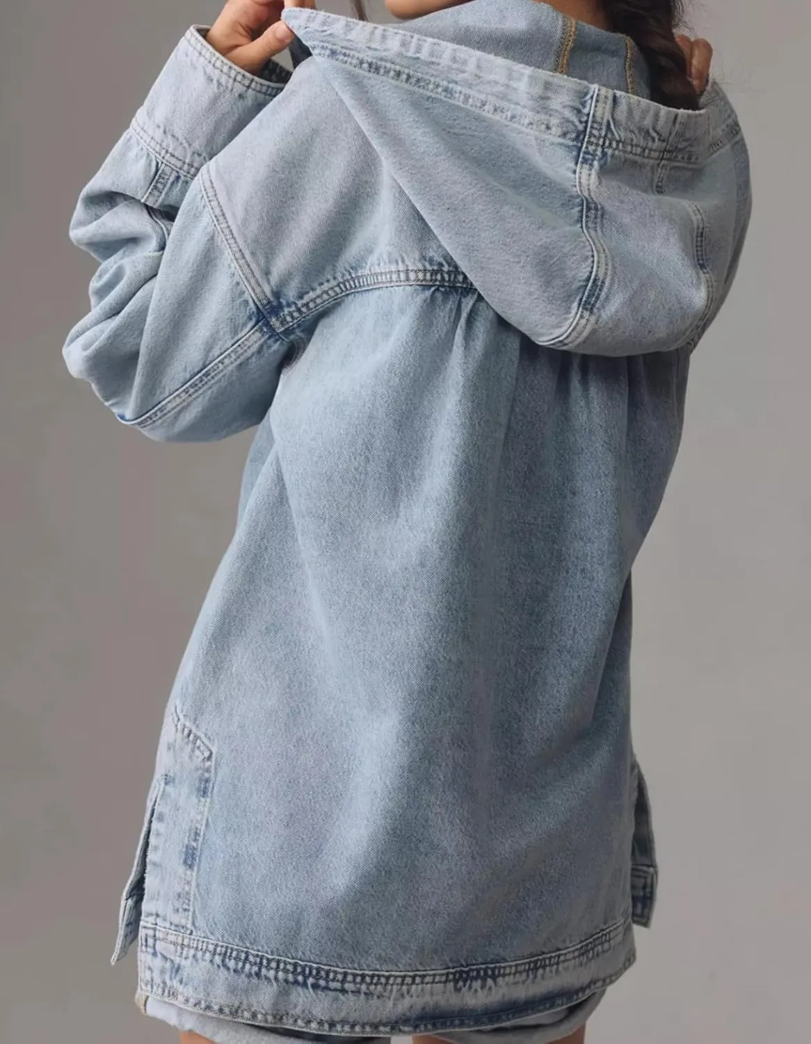 Kedera Women's Button Up Sweatshirt Denim Hoodie Oversized Pullover Jacket Jean Tops Casual Boyfriend Jackets